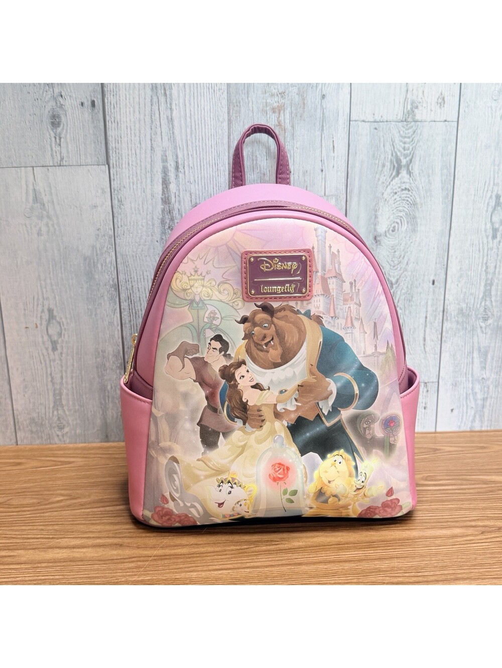 Loungefly Disney Princess Beauty and the Beast Mini Backpack Pink NWT